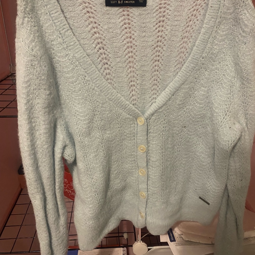 Abercrombie & Fitch Soft Knit Cardigan in Light Blue